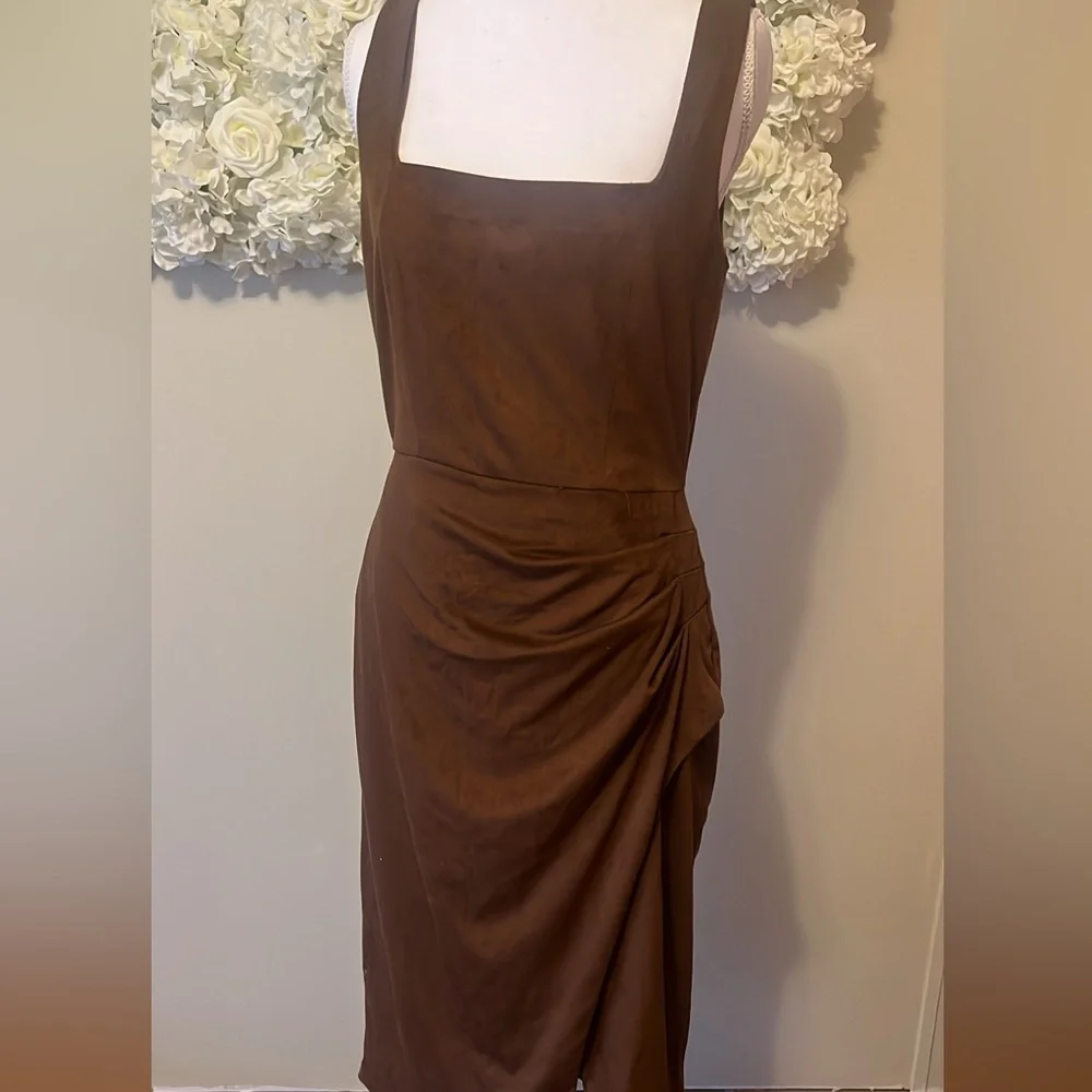 Steve Madden Chocolate Faux Suede Brown Sleeveless Midi Dress